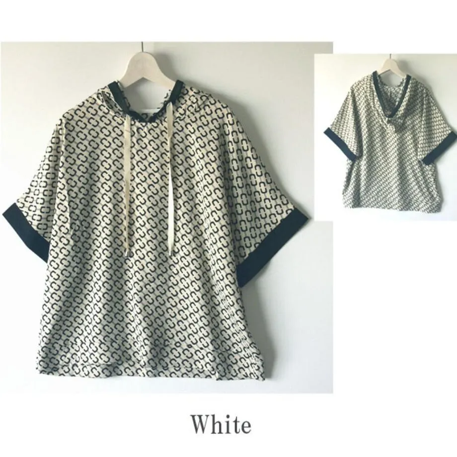 ☆ NEW ! ☆ モノクロチェーン柄フード付ゆったりカットソー2023春夏新作