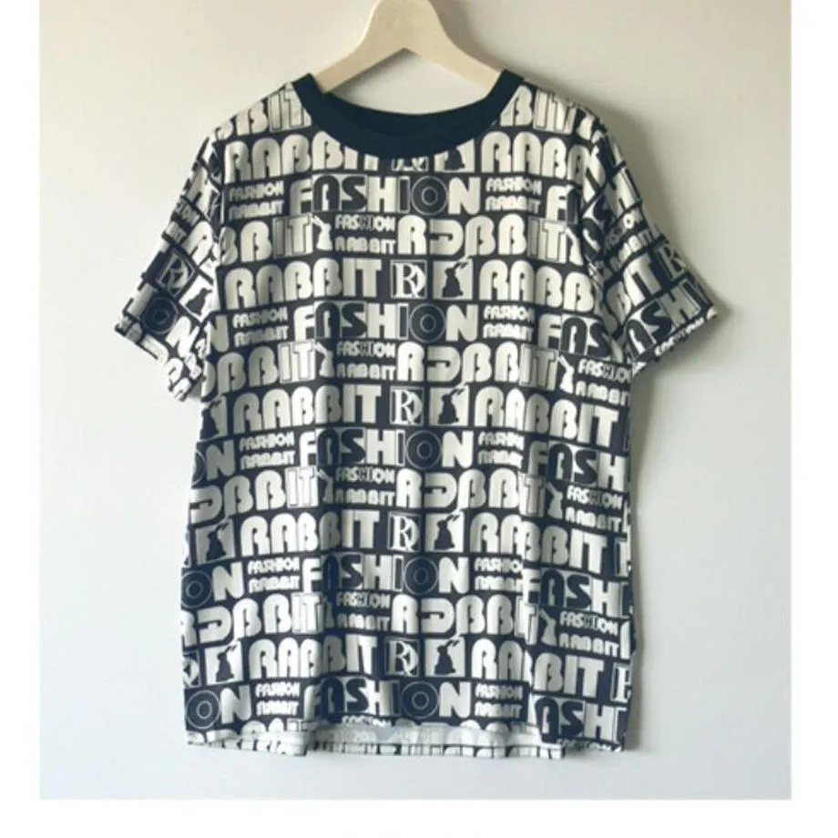 ☆ NEW ! ☆ 英文字 & うさぎプリントカットソー【シルクタッチ】2023春夏新作